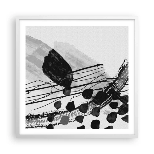 Plagát v bielom ráme - Čiernobiela organická abstrakcia - 60x60 cm