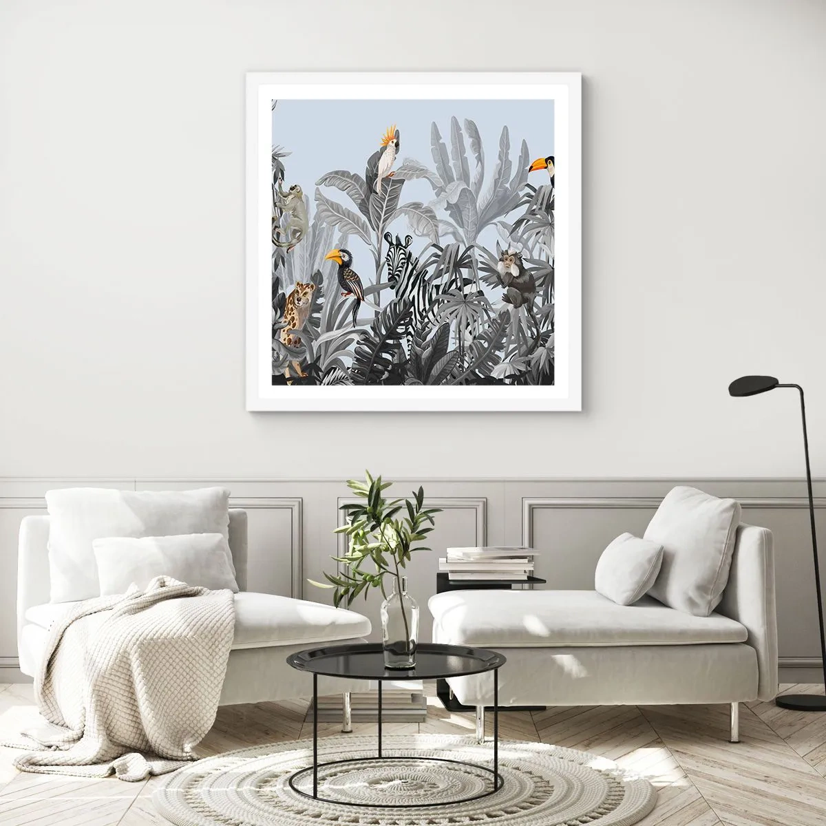 Plagát v bielom ráme - Africká rozprávka - 50x50 cm