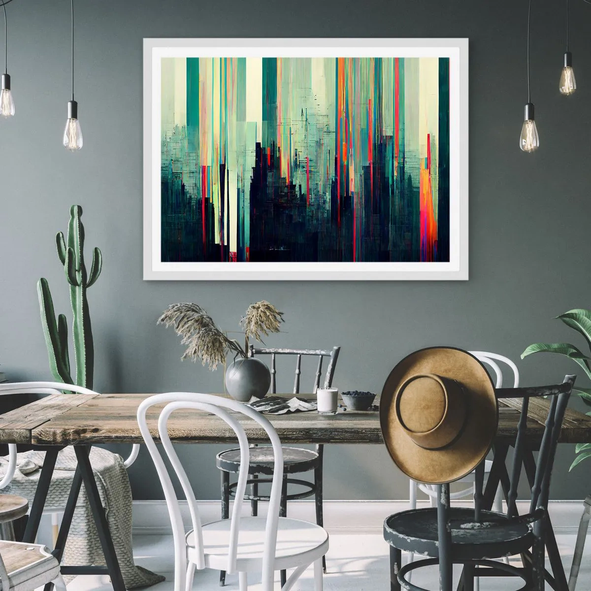 Plagát v bielom ráme - Futuristické mesto - 100x70 cm