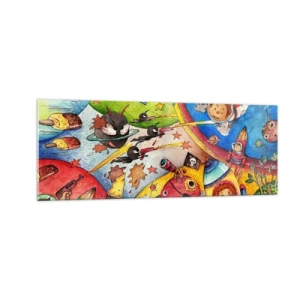 Obraz na skle - Veľké vesmírne dobrodružstvo - 140x50 cm