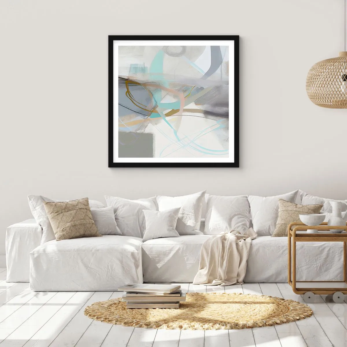 Plagát v čiernom ráme - Hmlistá abstrakcia - 40x40 cm