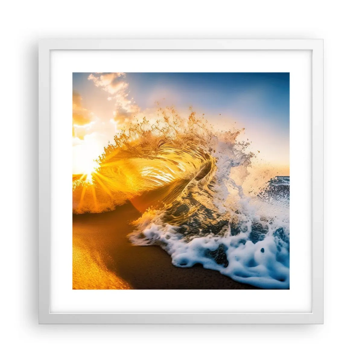 Plagát v bielom ráme - Hra v piesku - 40x40 cm