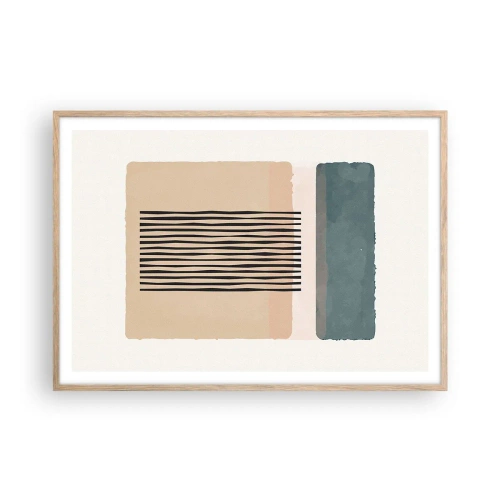 Plagát v ráme zo svetlého duba - Všetko v poriadku - 100x70 cm