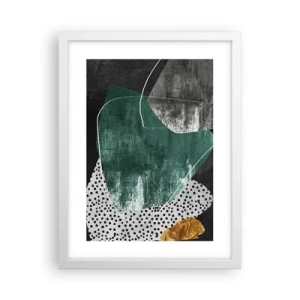 Plagát v bielom ráme - Farebná abstrakcia so zlatou vločkou - 30x40 cm