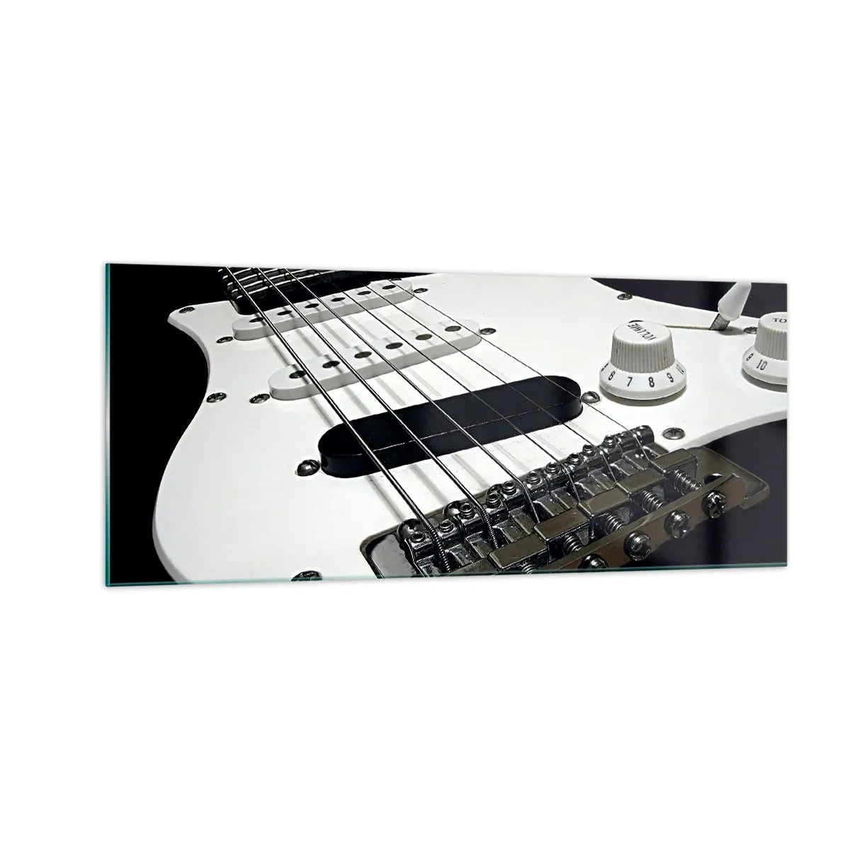 Obraz na skle - Zvuk skrytý v bielej - 100x40 cm