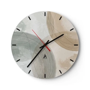 Nástenné hodiny - Abstraktné prelínajú sa tvary v béžových odtieňoch - 30x30cm - Prenikanie svetov - Moderná nástenná dekorácia do obývacej izby, kuchyne a spálne ARTTOR