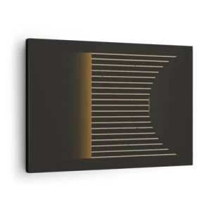 Obraz na plátne - Geometrický vzor s pruhmi na tmavom pozadí - 70x50cm - Preskúmať temnotu - Moderná nástenná dekorácia do obývacej izby a spálne ARTTOR