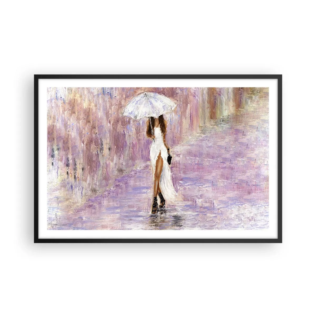 Plagát v čiernom ráme - V ľaliovom daždi - 91x61 cm