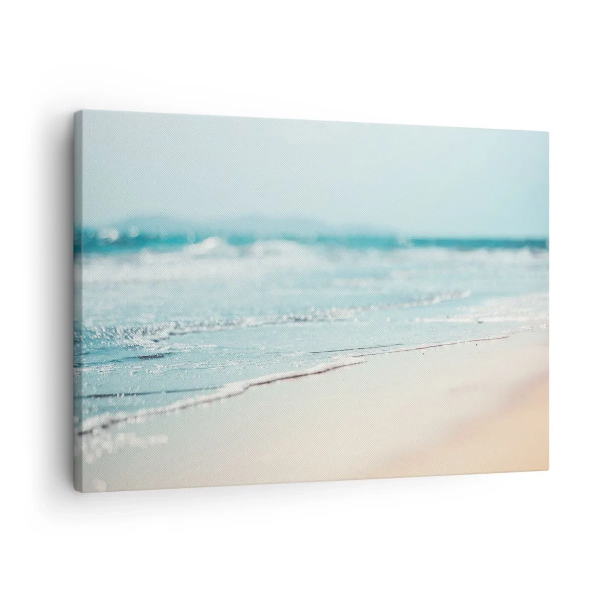 Obraz na plátne - Jemné oceánske vlny na piesočnatej pláži - 70x50cm - Teplo a hluk - Moderná nástenná dekorácia do obývacej izby a spálne ARTTOR