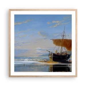 Plagát v ráme zo svetlého duba - Voda, zem, vzduch - 60x60 cm