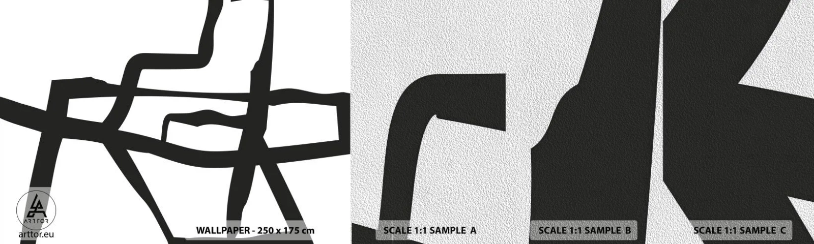 Vzorka fototapety Premium Sand - Čiernobiela konštrukcia - Linka, Čierna a biela, Abstrakcionizmus - 100x30 cm