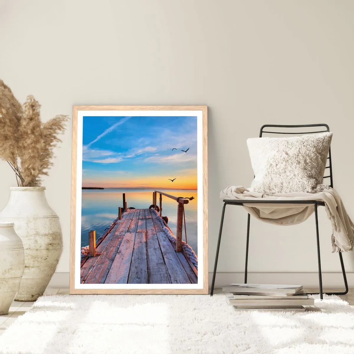 Plagát v ráme zo svetlého duba - Ísť pred seba smerom k slnku - 40x50 cm