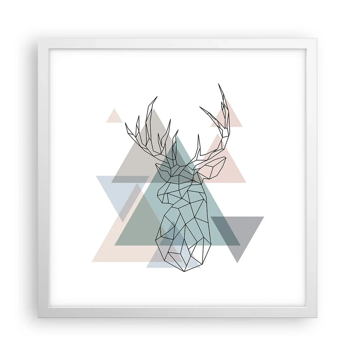 Plagát v bielom ráme - V geometrickom lese - 40x40 cm