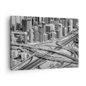Obraz na plátne - Pohľad na Dubaj z vtáčej perspektívy - 70x50cm - Dubaj – neskutočné mesto - Moderná nástenná dekorácia do obývacej izby a spálne ARTTOR