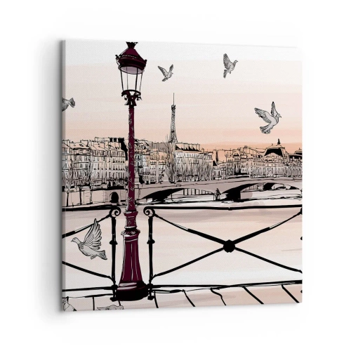 Obraz na plátne - Nad strechami Paríža - 50x50 cm