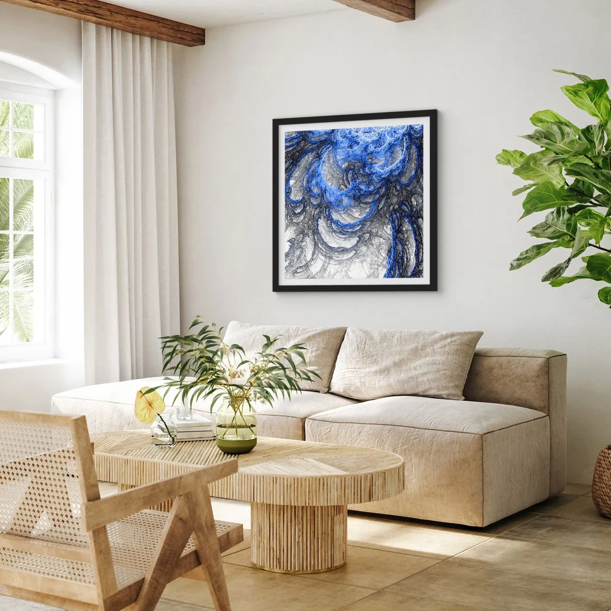 Plagát v čiernom ráme - Zrod vlny - 50x50 cm