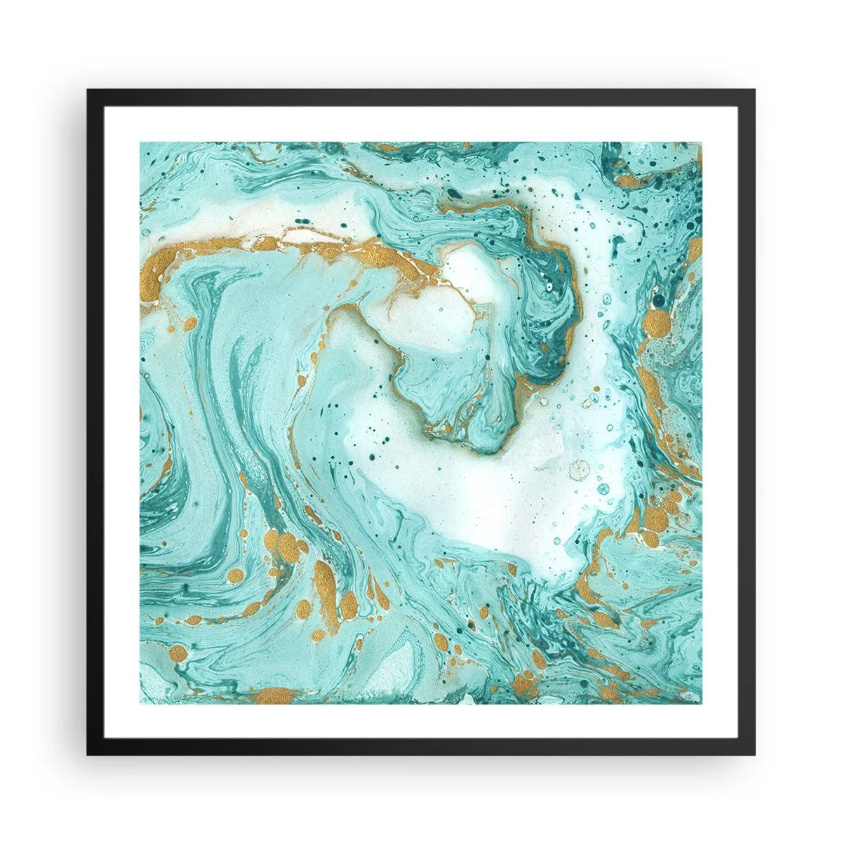 Plagát v čiernom ráme - Pod veľkou vlnou z epochy Edo - 60x60 cm