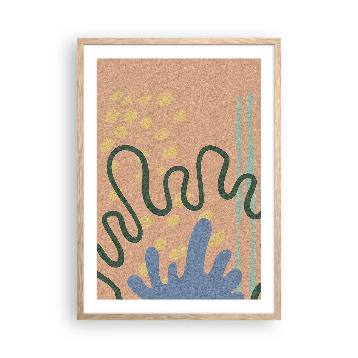 Plagát v ráme zo svetlého duba - Abstrakcia: rozmanitosť prírody - 50x70 cm