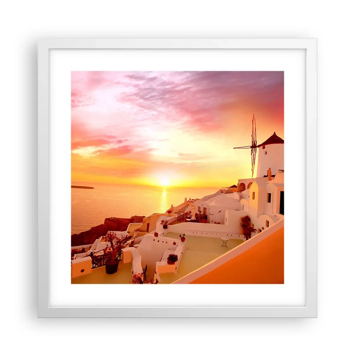 Plagát v bielom ráme - Rozplynúť sa v bielej a zlatej - 40x40 cm