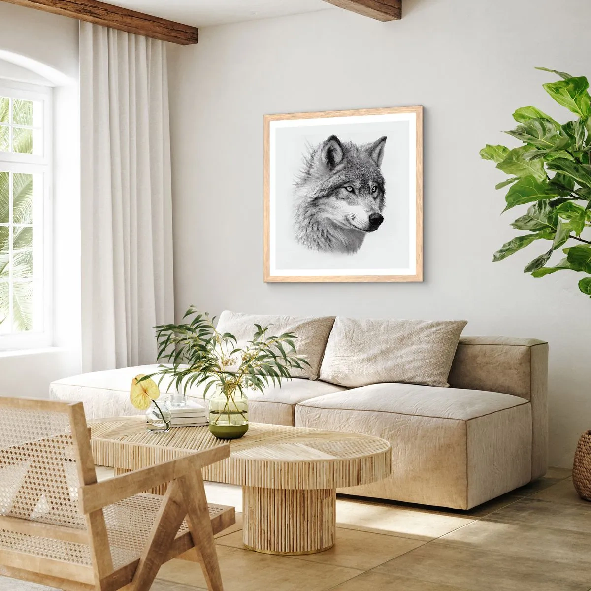 Plagát v ráme zo svetlého duba - Alfa – bezpochyby - 40x40 cm