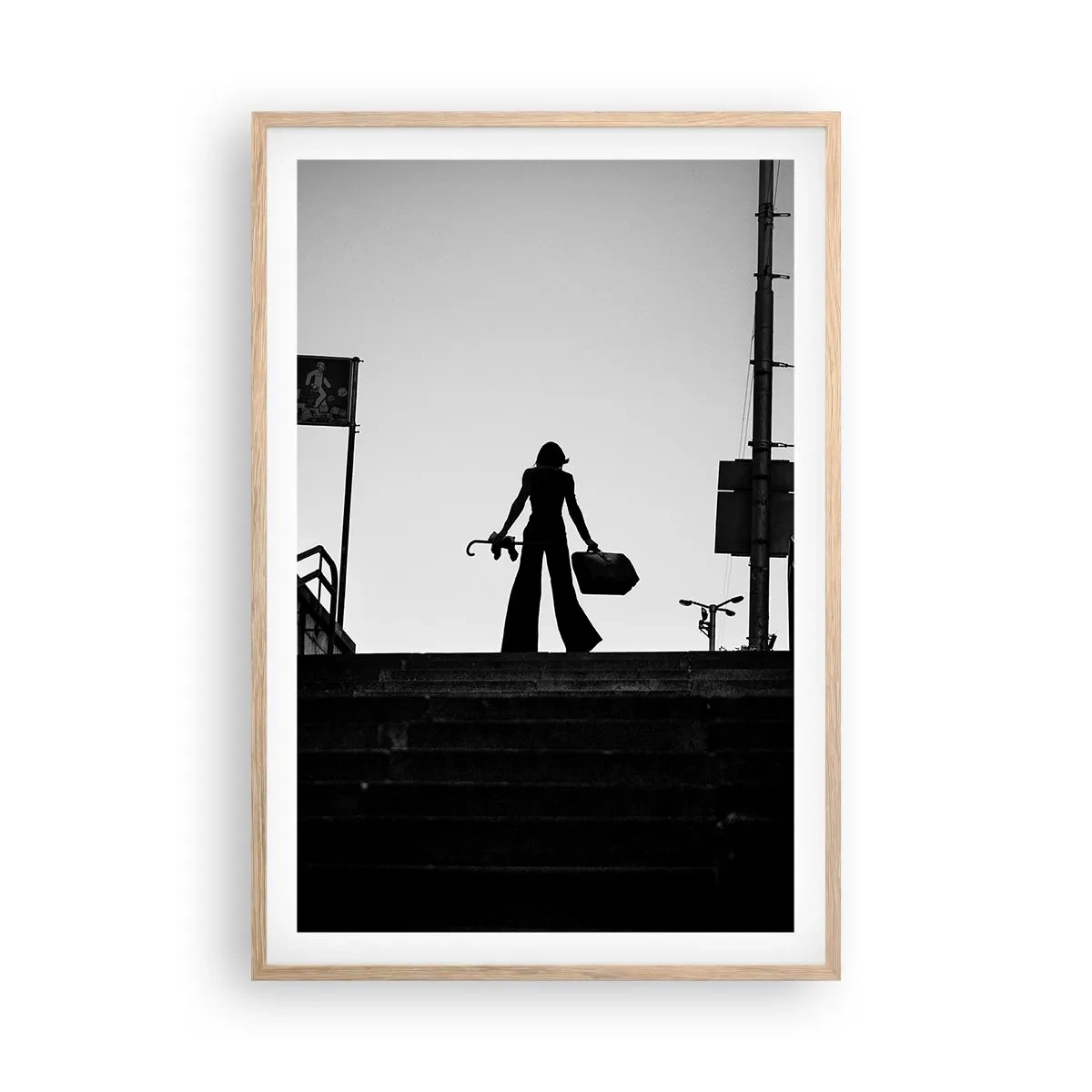 Plagát v ráme zo svetlého duba - Mestská cesta - 61x91 cm