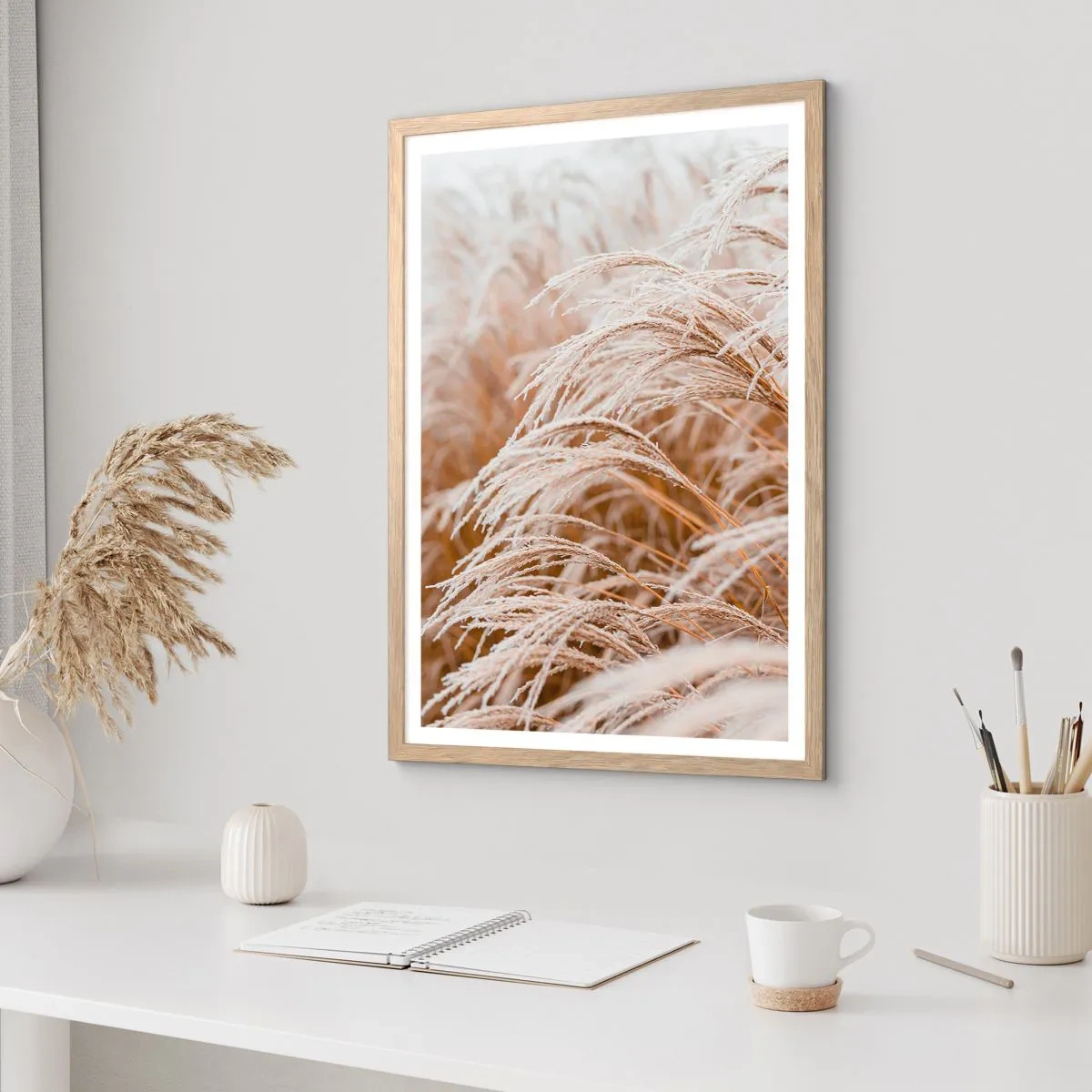 Plagát v ráme zo svetlého duba - Klanenie jesennému slnku - 70x100 cm