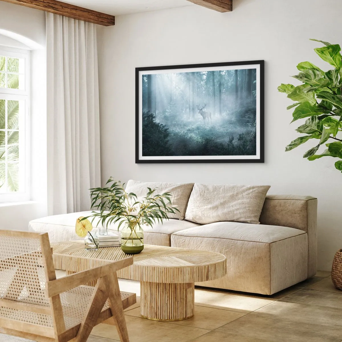 Plagát v čiernom ráme - Ranná obchôdzka sídliska - 91x61 cm