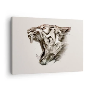 Obraz na plátne - Abstraktný obraz tigra v odtieňoch béžovej - 70x50cm - Už vieš, kto vládne - Moderná nástenná dekorácia do obývacej izby a spálne ARTTOR
