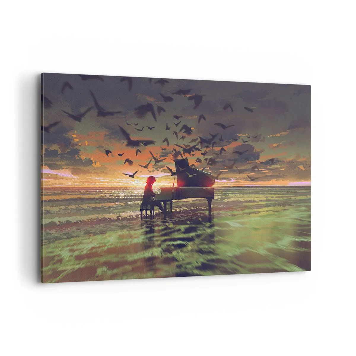 Obraz na plátne - Koncert na piano a vlny - 100x70 cm