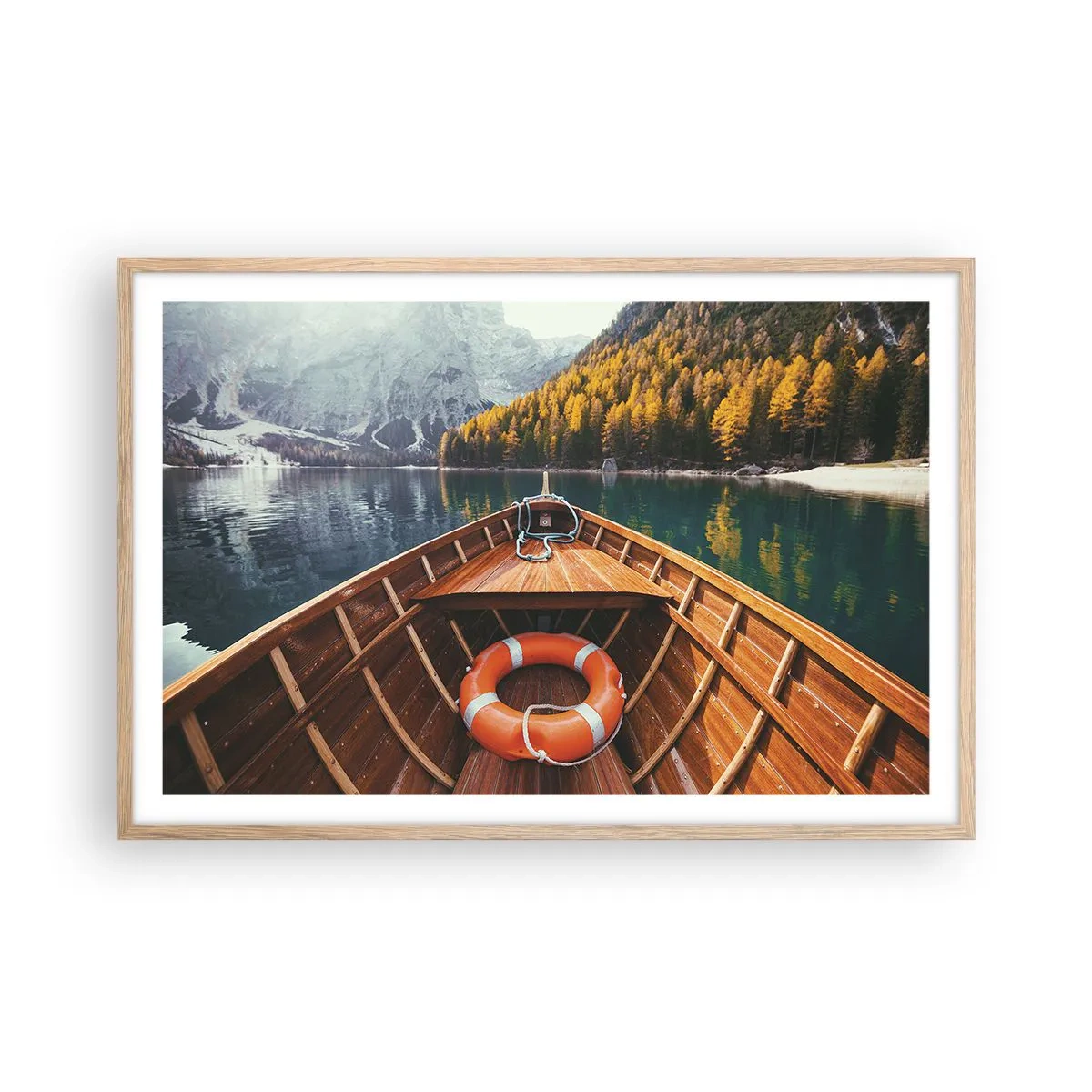 Plagát v ráme zo svetlého duba - Horská túra - 91x61 cm