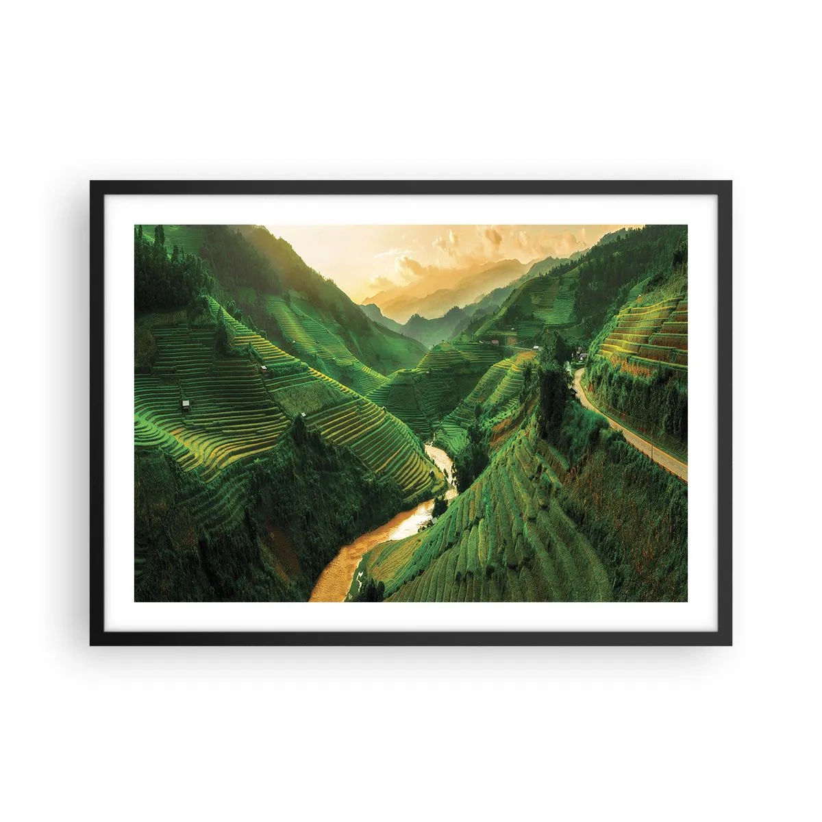 Plagát v čiernom ráme - Vietnamské údolie - 70x50 cm