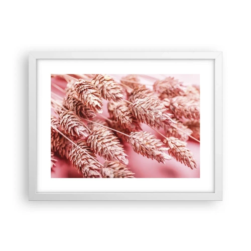 Plagát v bielom ráme - Kvetinová kaskáda v ružovej - 40x30 cm