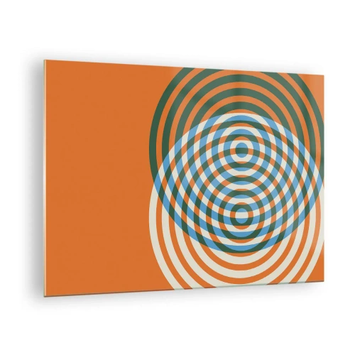 Obraz na skle - Abstraktná geometrická grafika so sústrednými kruhmi - 70x50cm - Abstraktná kruhová variácia - Moderná nástenná dekorácia do obývacej izby a spálne ARTTOR