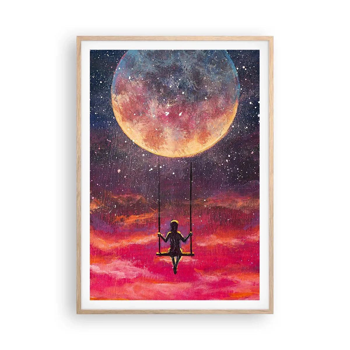 Plagát v ráme zo svetlého duba - Stavať si vzdušné zámky - 70x100 cm