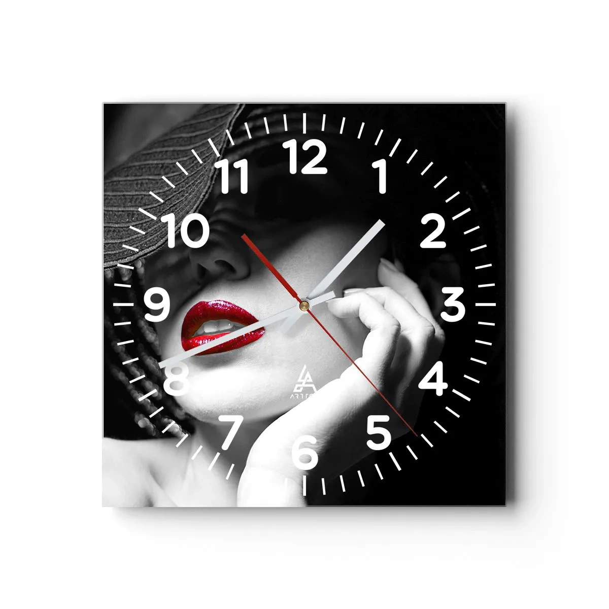 Nástenné hodiny - Štúdia v šarlátovej - 30x30 cm