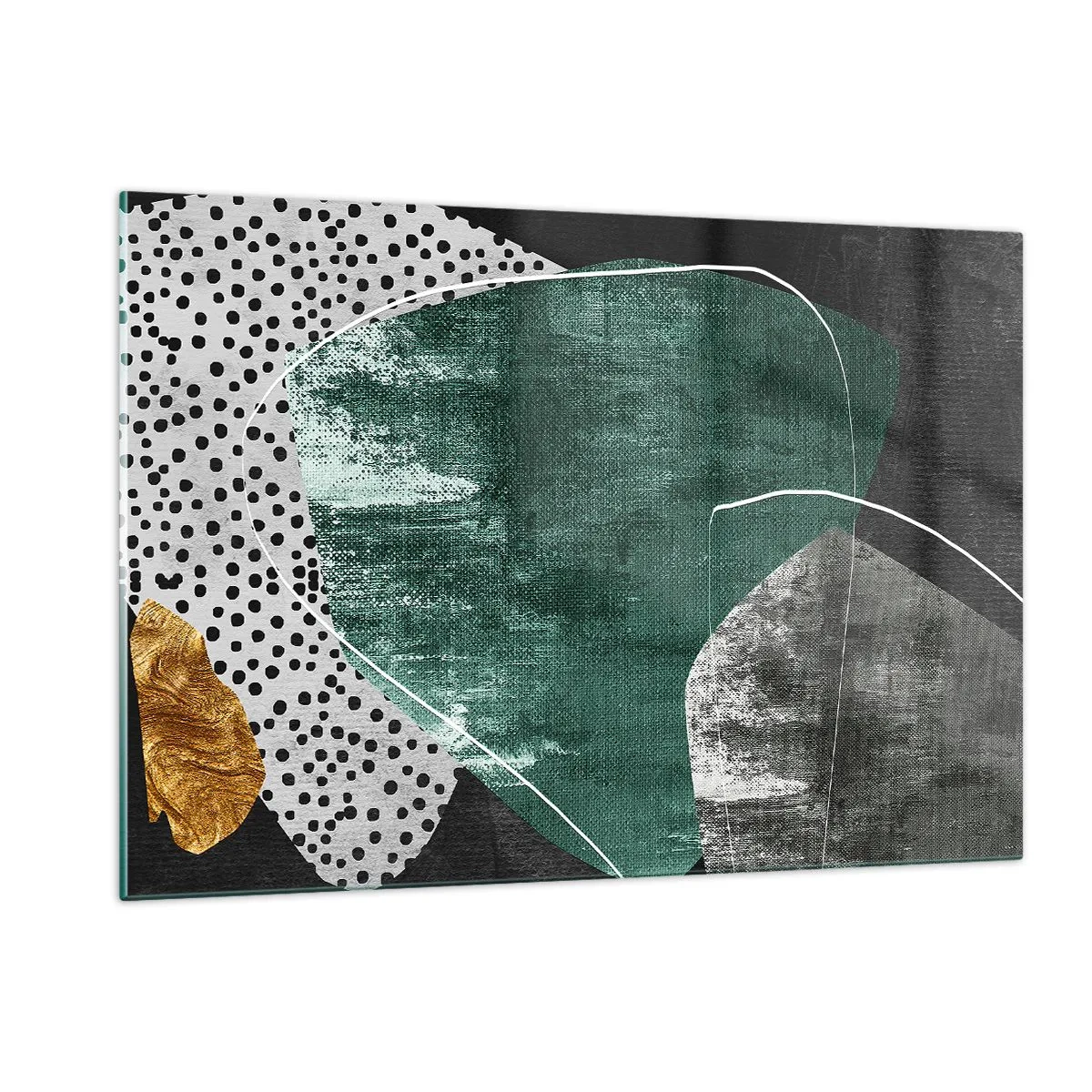 Obraz na skle - Farebná abstrakcia so zlatou vločkou - 120x80 cm