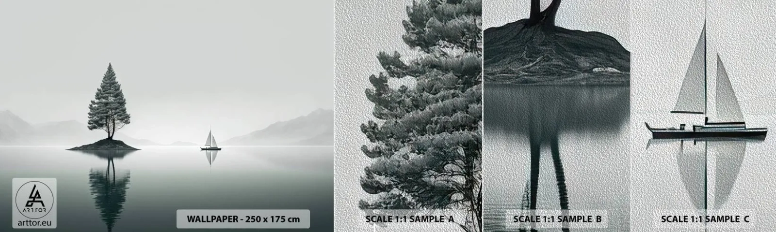 Vzorka fototapety Premium Sand - Snívanie - Vyrovnanosť, Plachetnica, Jazero - 100x30 cm