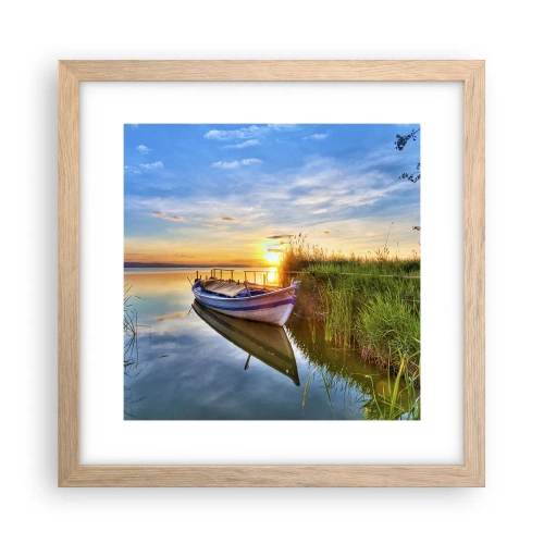 Plagát v ráme zo svetlého duba - Zátoka splnených snov - 30x30 cm