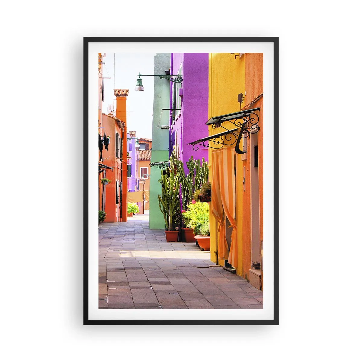 Plagát v čiernom ráme - Dúhová ulička - 61x91 cm