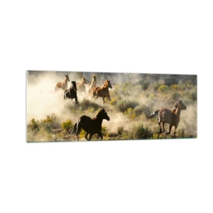 Obraz na skle - Rivalita - sloboda alebo mužská sila? - 140x50 cm