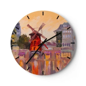Nástenné hodiny - Parížske ikony – Moulin Rouge - 40x40 cm