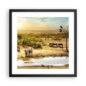 Plagát v čiernom ráme - „Z raja opäť pramenila rieka…“ - 40x40 cm