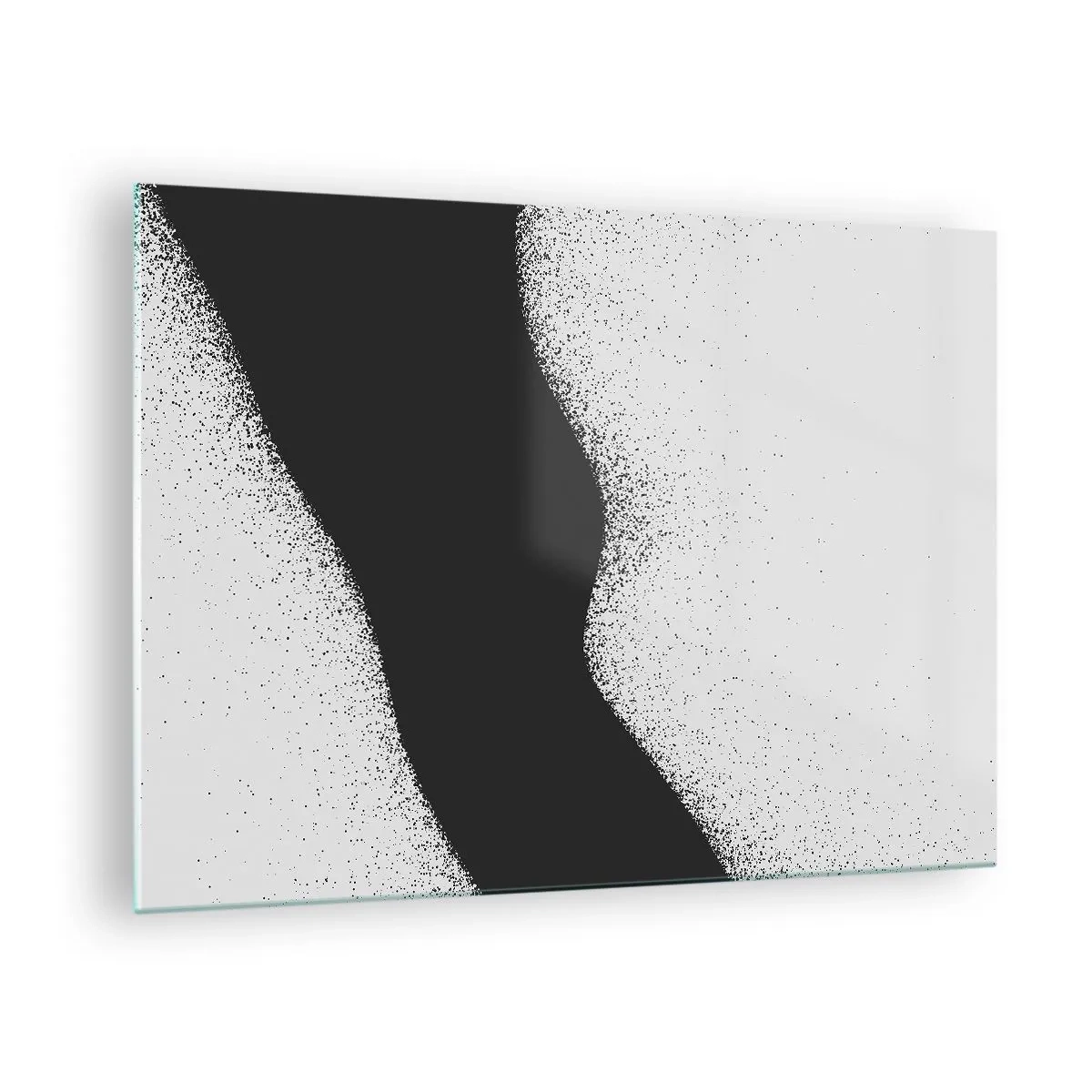 Obraz na skle - Minimalistická čiernobiela abstrakcia s bodovým gradientom - 70x50cm - Plynulá rovnováha - Moderná nástenná dekorácia do obývacej izby a spálne ARTTOR