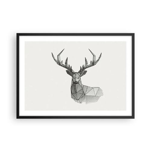Plagát v čiernom ráme - Jeleň v kubistickom štýle - 70x50 cm