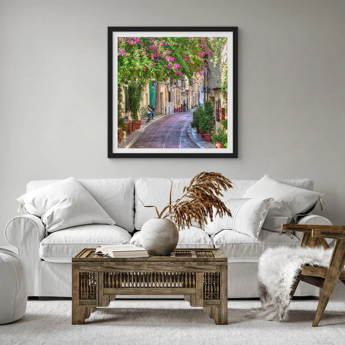 Plagát v čiernom ráme - Kvitnúce zákutie - 50x50 cm