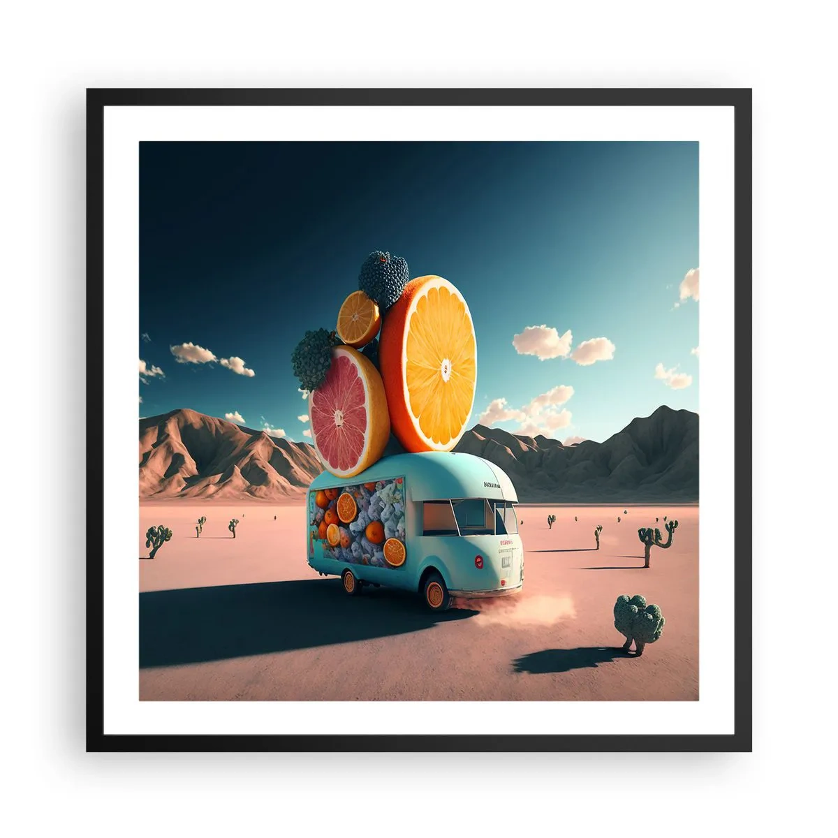Plagát v čiernom ráme - Chuť prázdnin - 60x60 cm