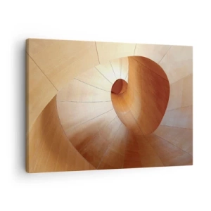 Obraz na plátne - Abstraktná špirála v odtieňoch dreva a svetlohnedej - 70x50cm - Architektonická serpentína - Moderná nástenná dekorácia do obývacej izby a spálne ARTTOR