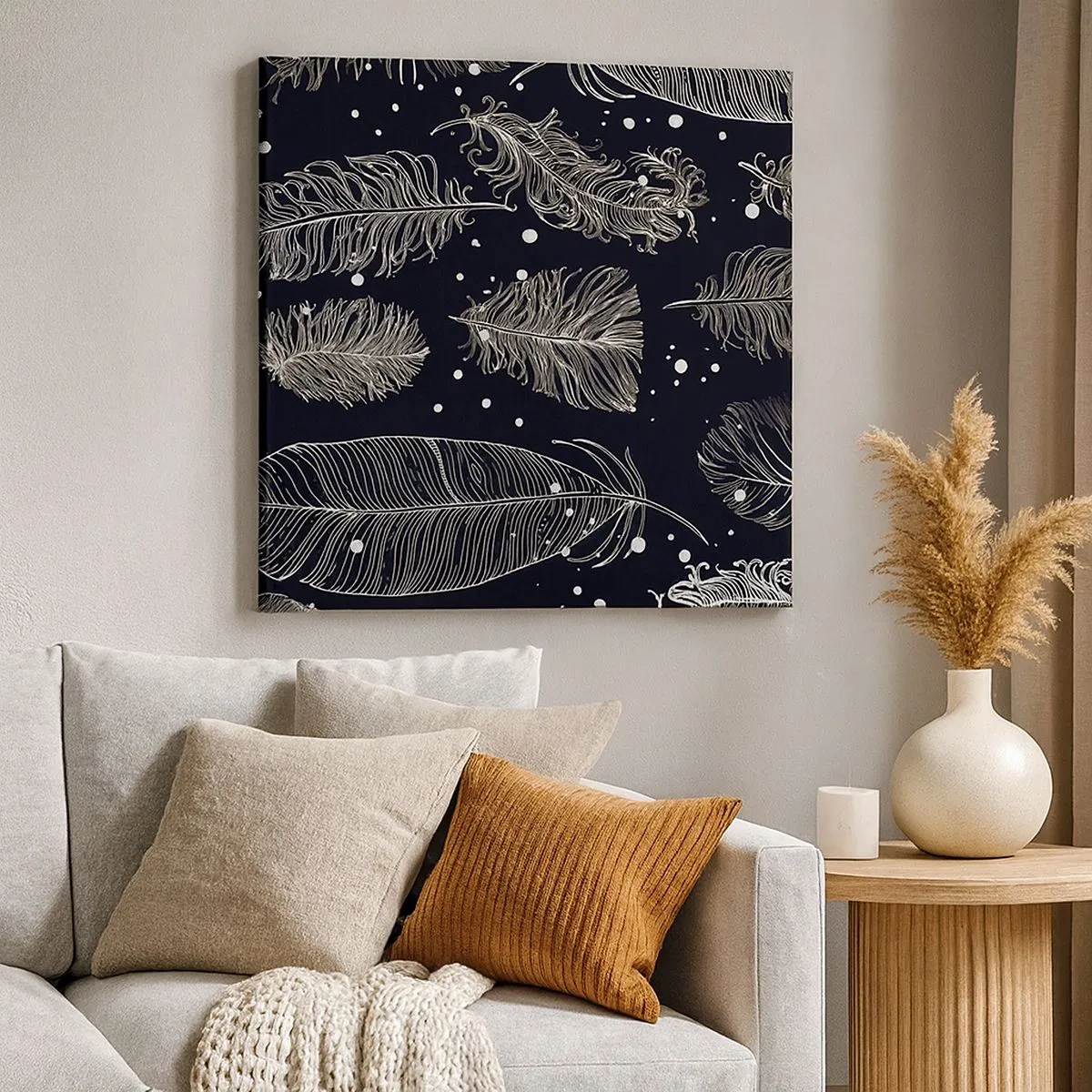 Obraz na plátne - Čipka s perím - 30x30 cm