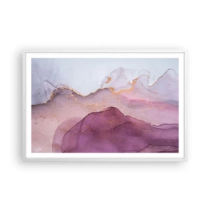 Plagát v bielom ráme - Fialové a ľalové vlny - 91x61 cm
