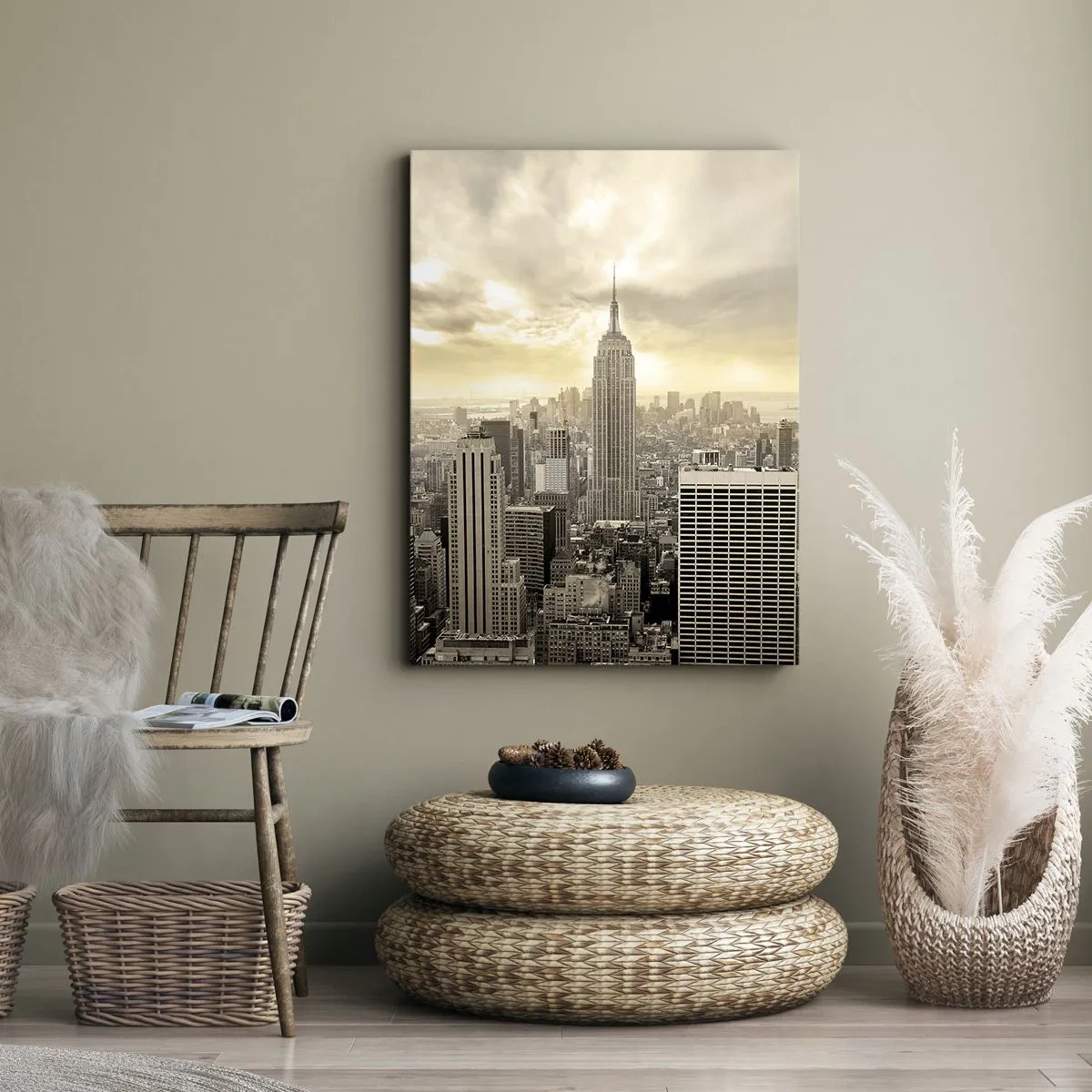 Obraz na plátne - New York utkaný zo šedej - 65x120 cm